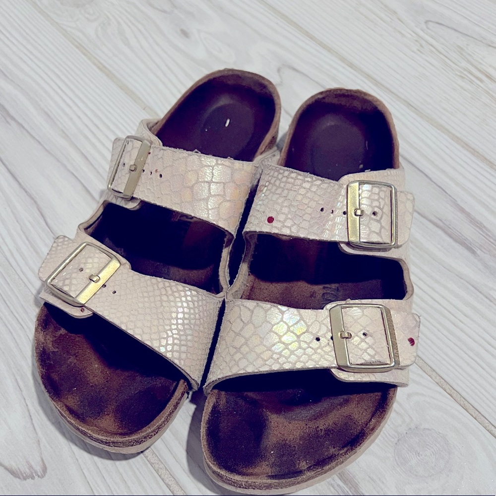 Birkenstock Arizona Cream Snakeskin Print Sandal Size 10